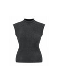 MOCK-NECK TEXTURED SLEEVELESS KNIT TOP