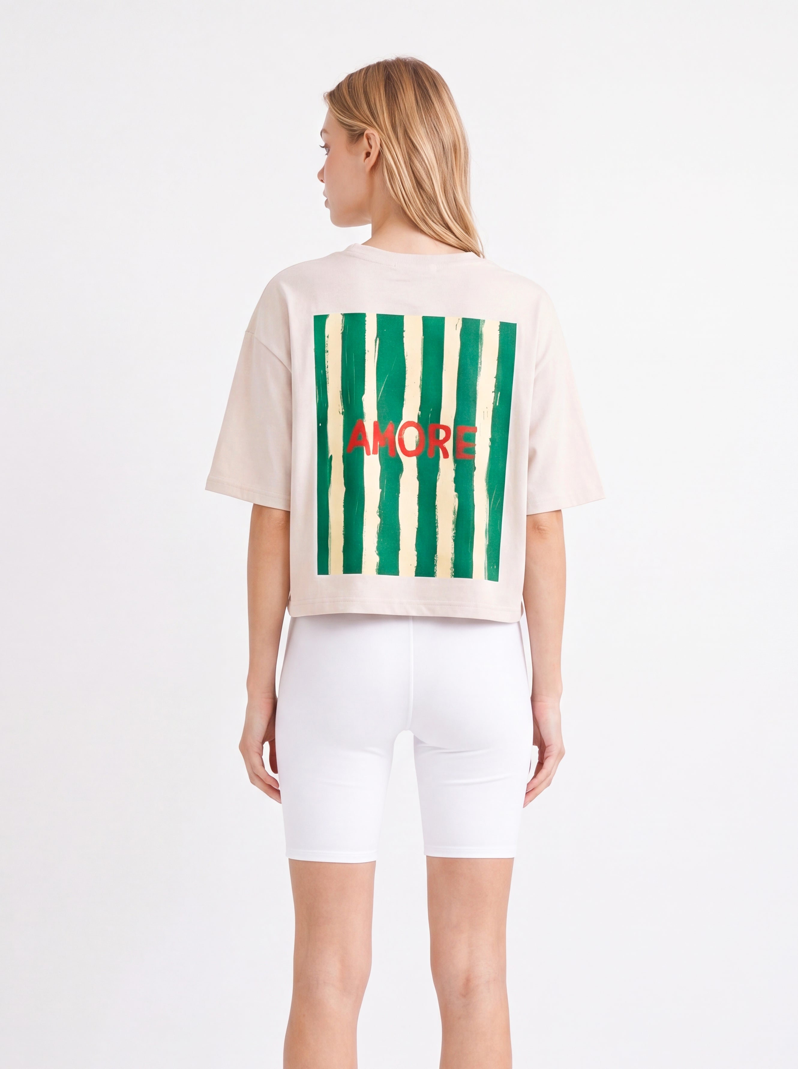 AMORE GRAPHIC CROPPED OVERSIZED T-SHIRT WHITE