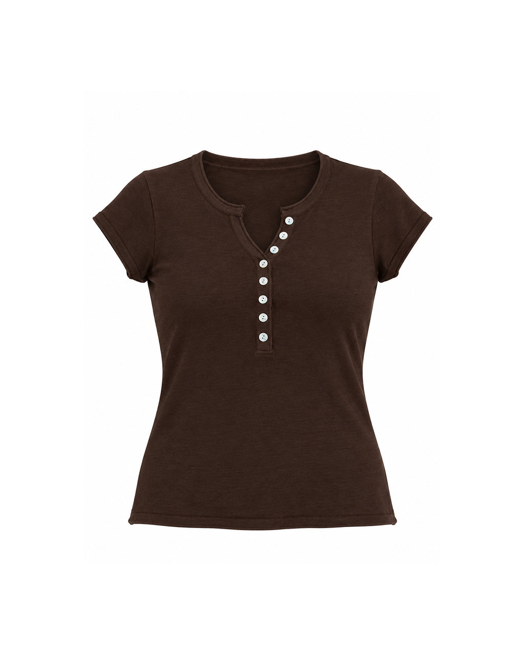 SHORT SLEEVE BUTTON FRONT HENLEY TOP