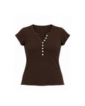 SHORT SLEEVE BUTTON FRONT HENLEY TOP