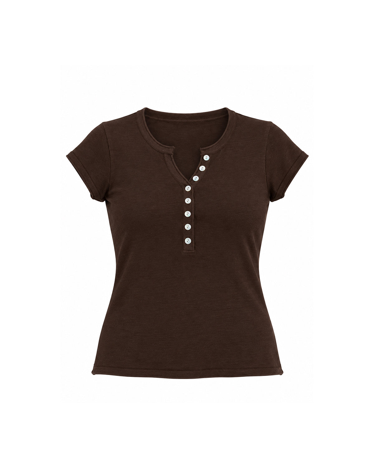 SHORT SLEEVE BUTTON FRONT HENLEY TOP