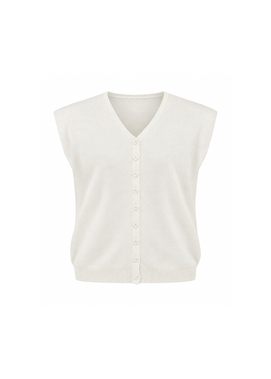 V-NECK BUTTON-FRONT SLEEVELESS KNIT VEST