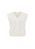 V-NECK BUTTON-FRONT SLEEVELESS KNIT VEST
