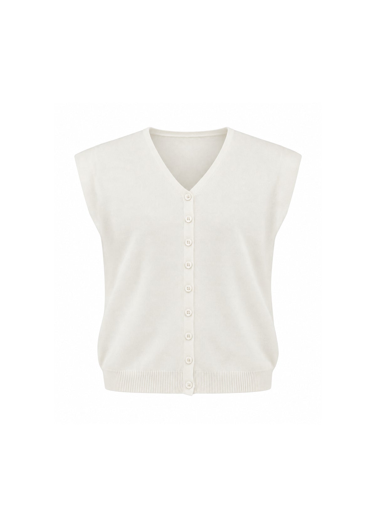 V-NECK BUTTON-FRONT SLEEVELESS KNIT VEST
