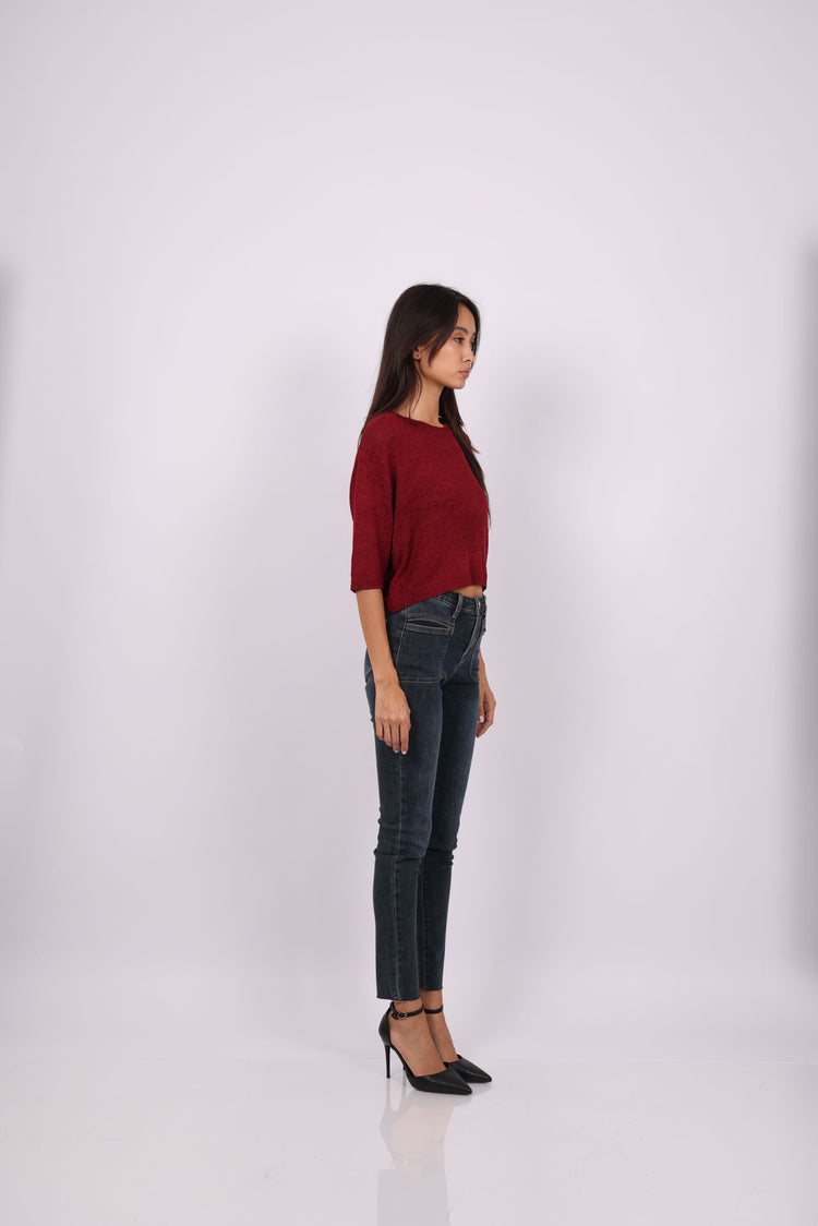 DARK WASH HIGH-RISE SKINNY JEANS WITH FRONT PATCH POCKETS