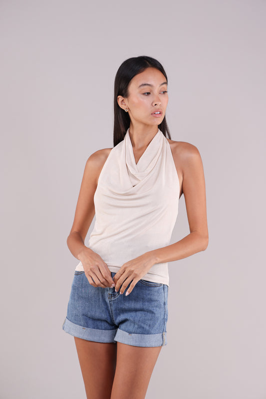 COWL NECK HALTER TOP