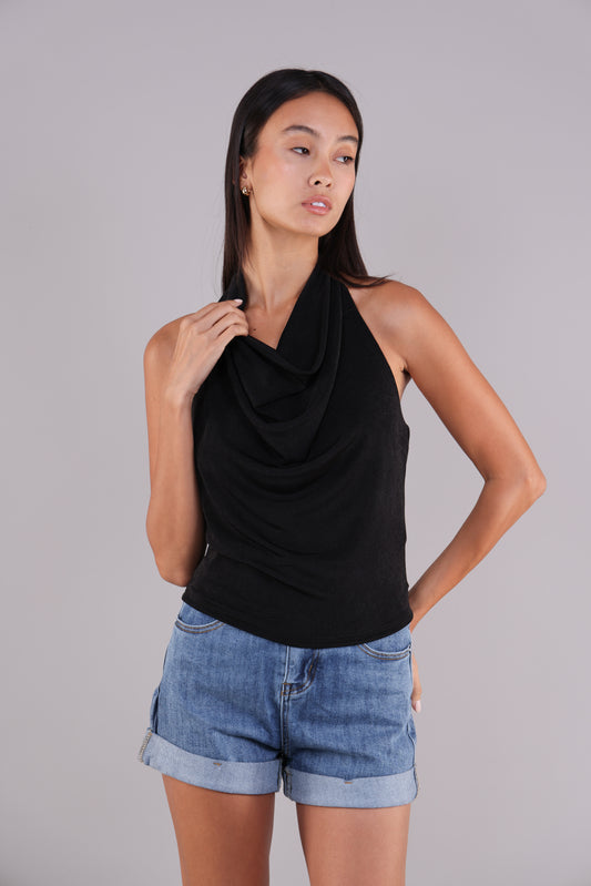 COWL NECK HALTER TOP