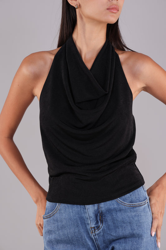 COWL NECK HALTER TOP