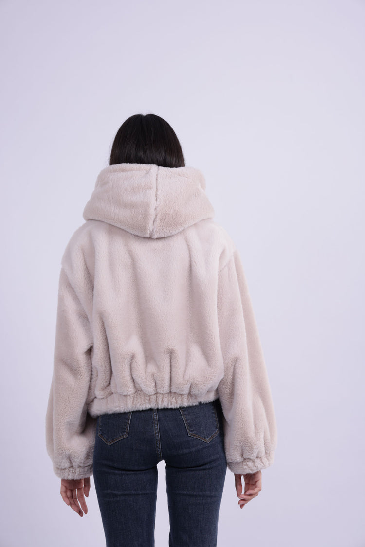 HOODED PLUSH ZIP JACKET