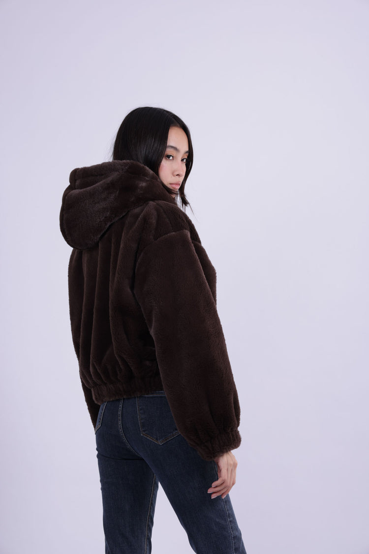 HOODED PLUSH ZIP JACKET