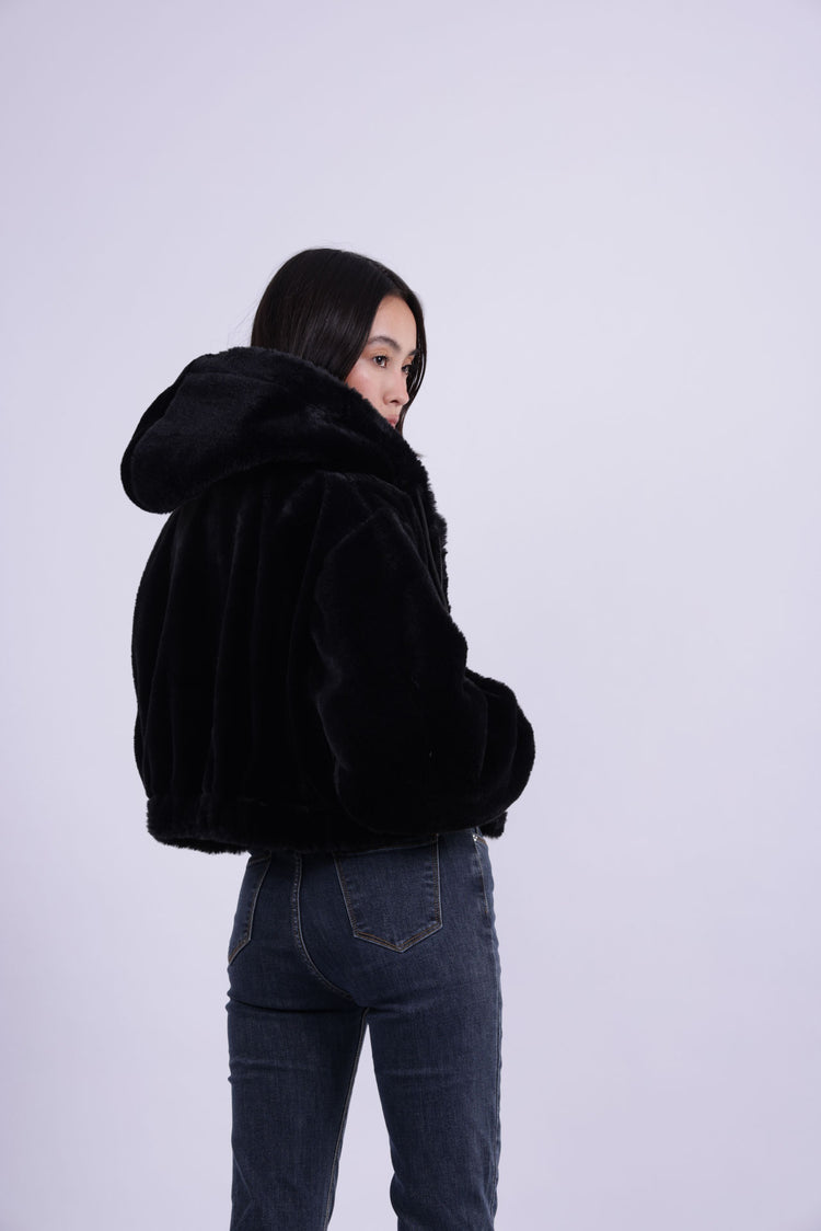 HOODED PLUSH ZIP JACKET