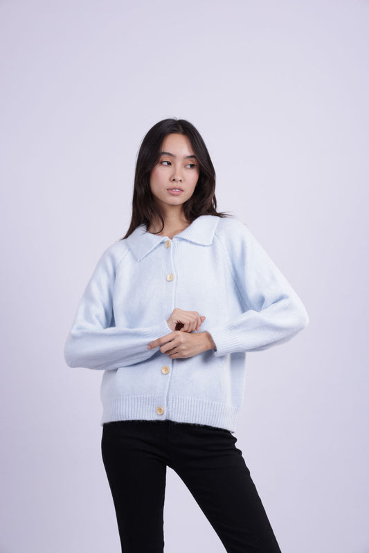 COLLARED KNIT CARDIGAN