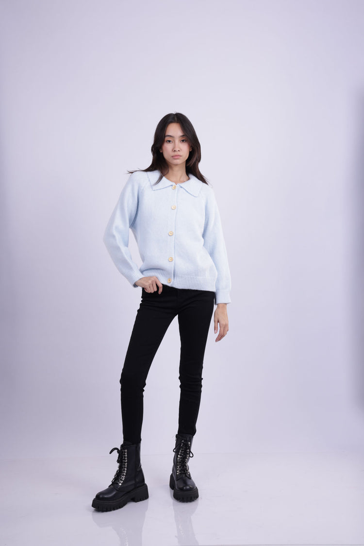 COLLARED KNIT CARDIGAN