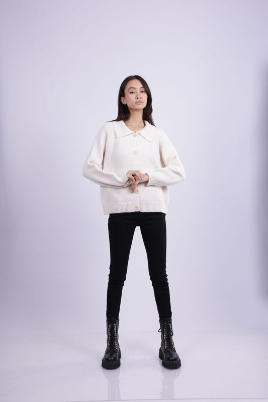 COLLARED KNIT CARDIGAN