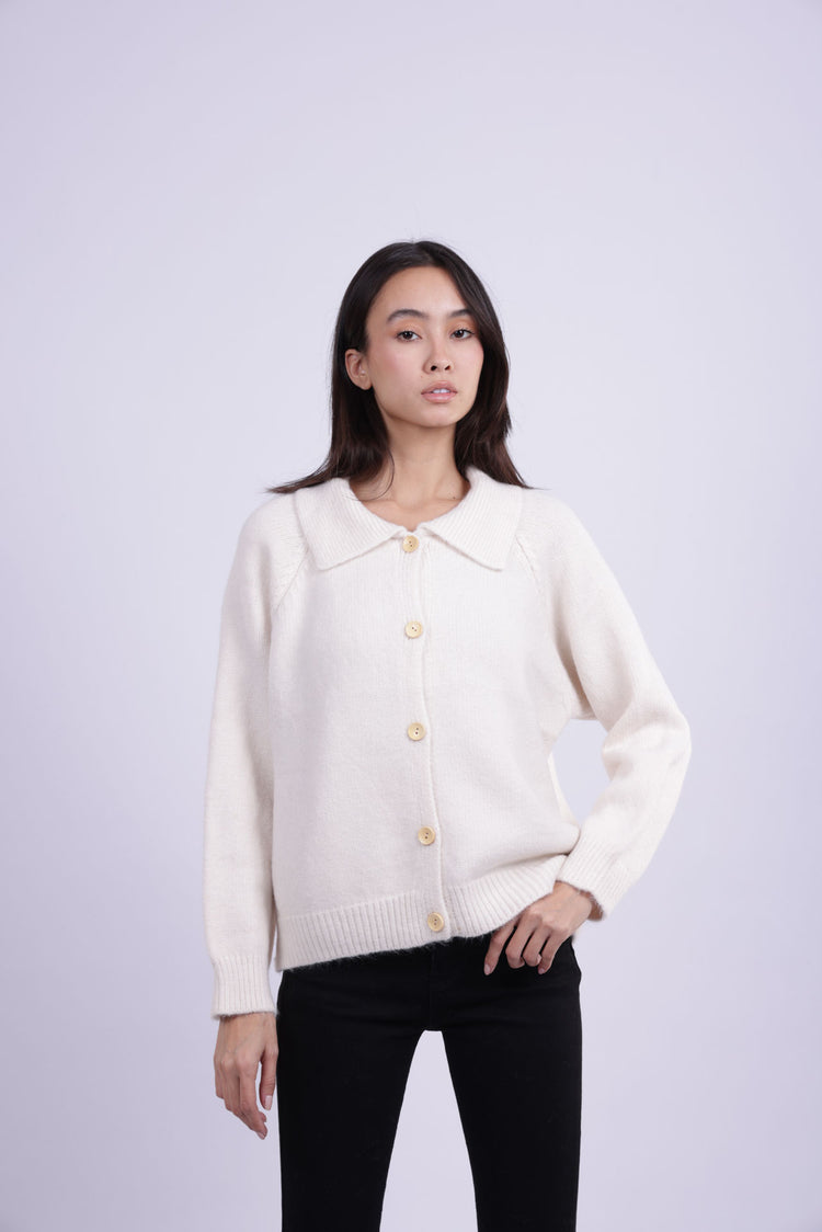 COLLARED KNIT CARDIGAN