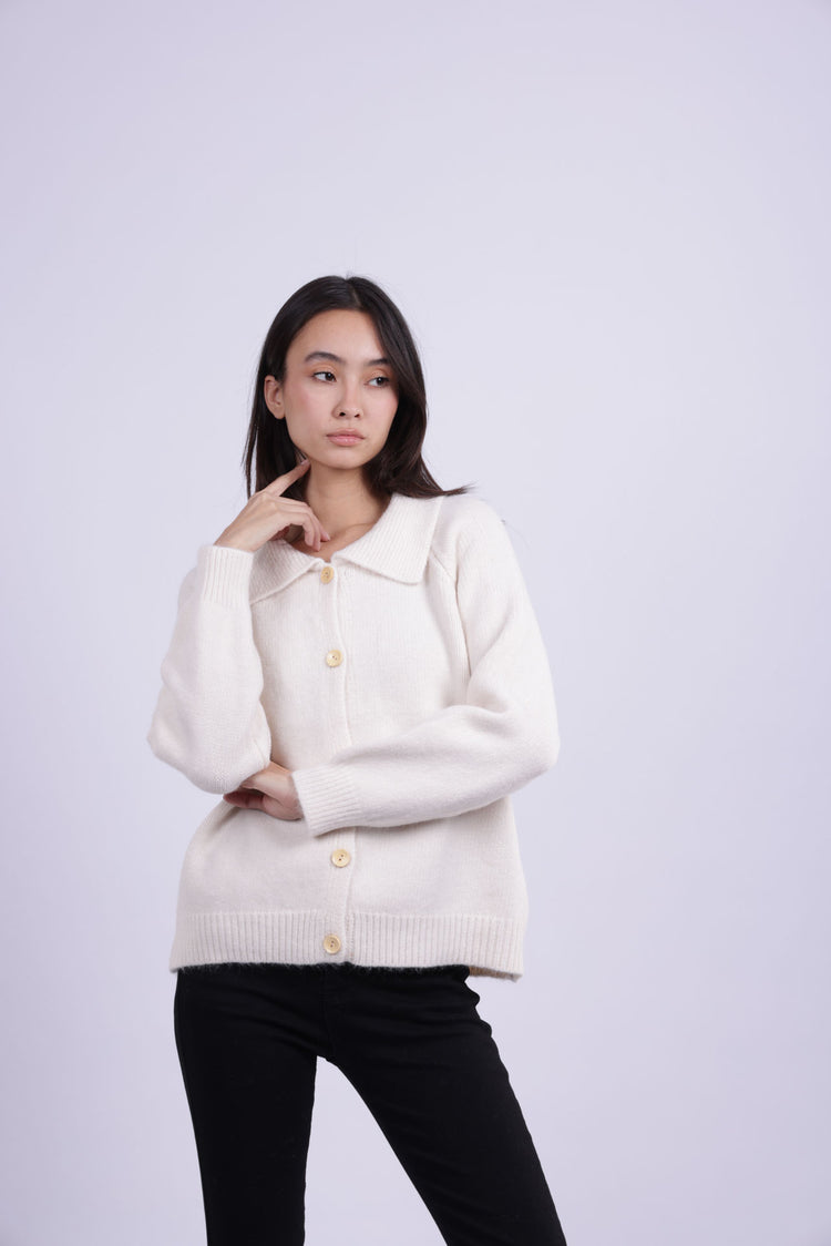 COLLARED KNIT CARDIGAN