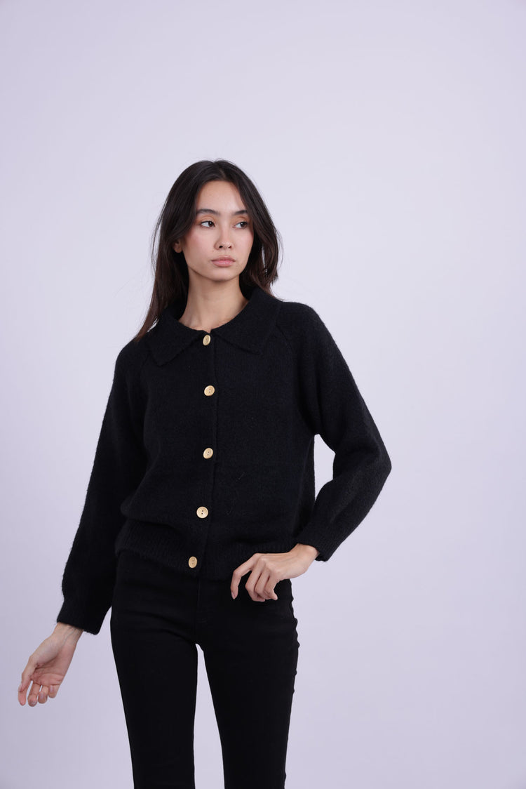 COLLARED KNIT CARDIGAN