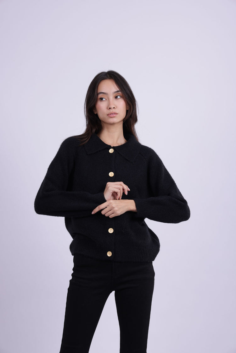COLLARED KNIT CARDIGAN
