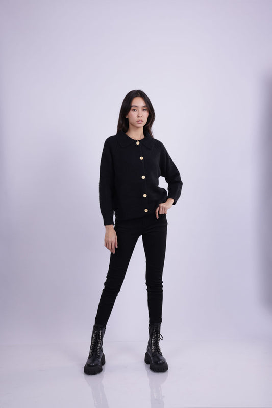 COLLARED KNIT CARDIGAN