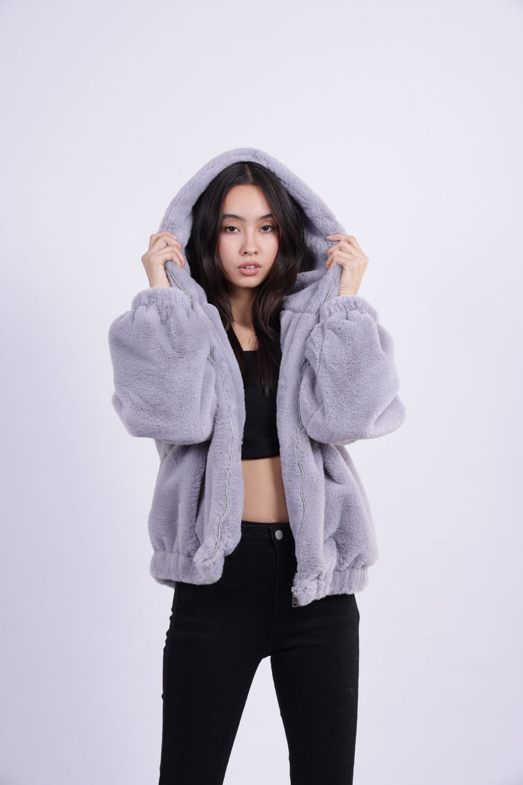 SOFT PLUSH HOODED JACKET
