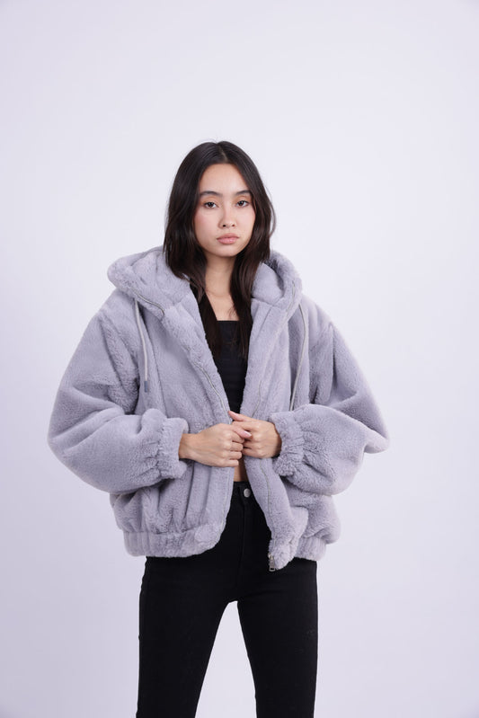 SOFT PLUSH HOODED JACKET
