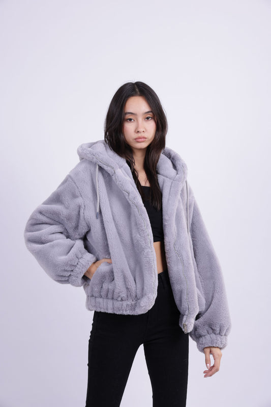 SOFT PLUSH HOODED JACKET