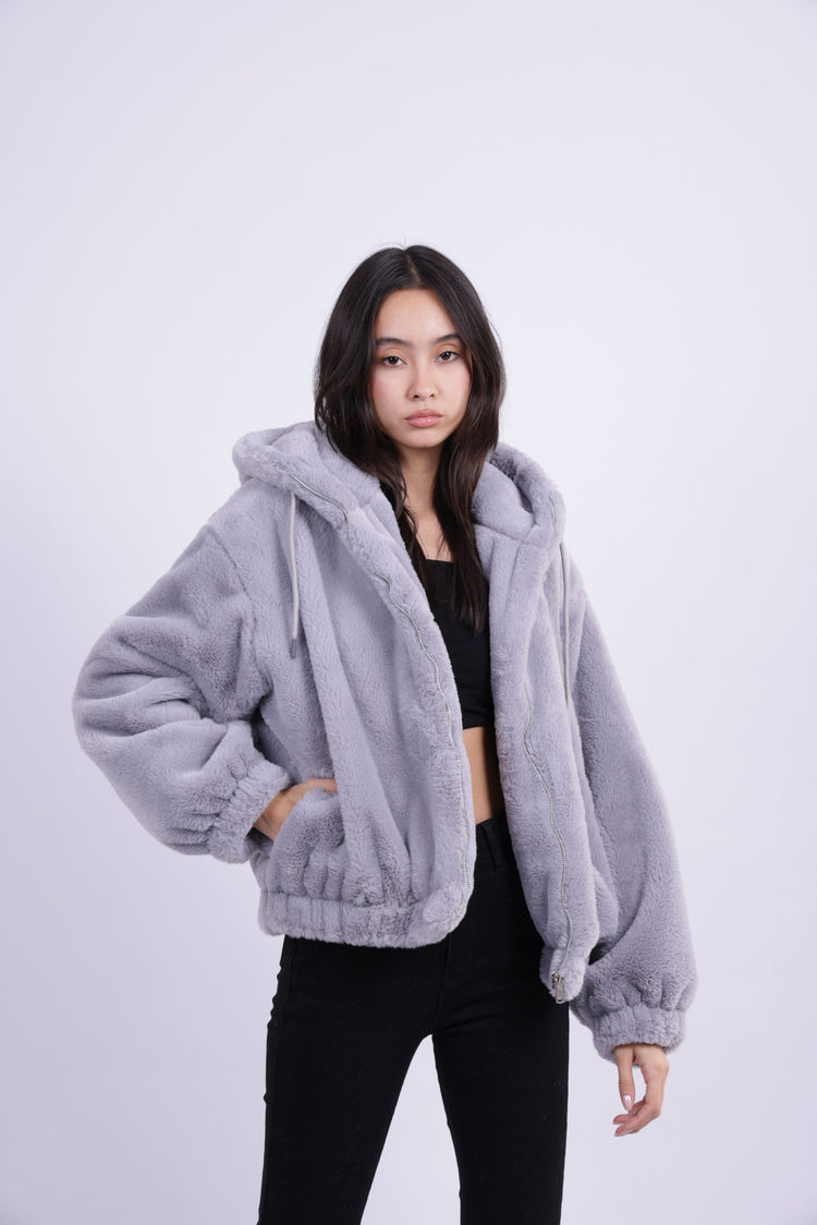 SOFT PLUSH HOODED JACKET