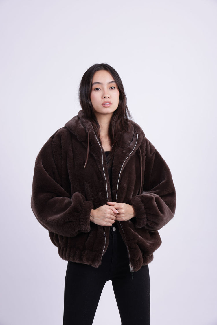 SOFT PLUSH HOODED JACKET