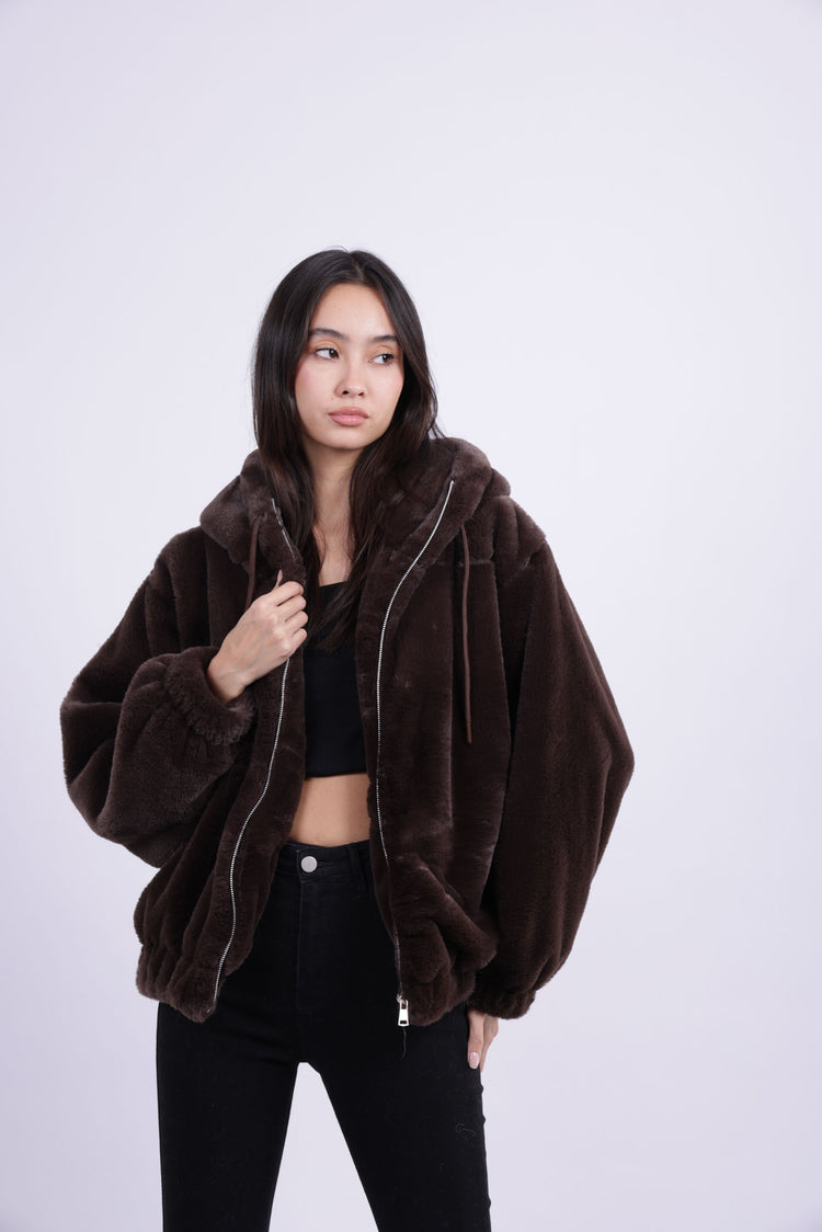 SOFT PLUSH HOODED JACKET