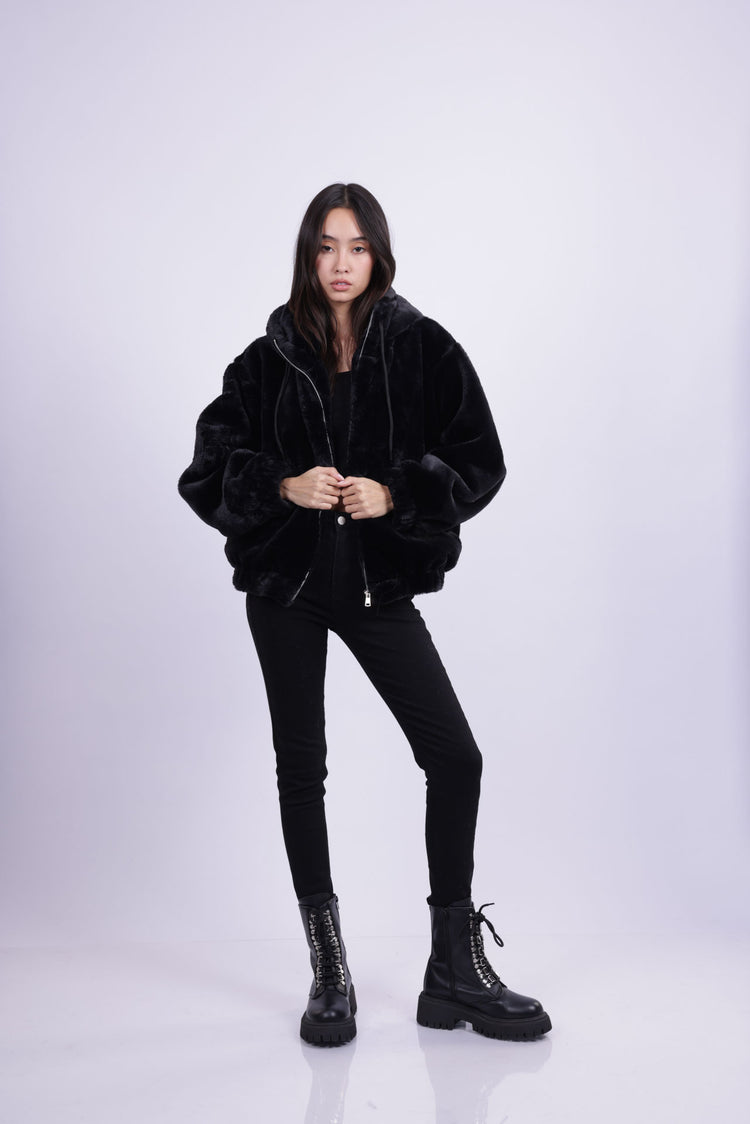 SOFT PLUSH HOODED JACKET