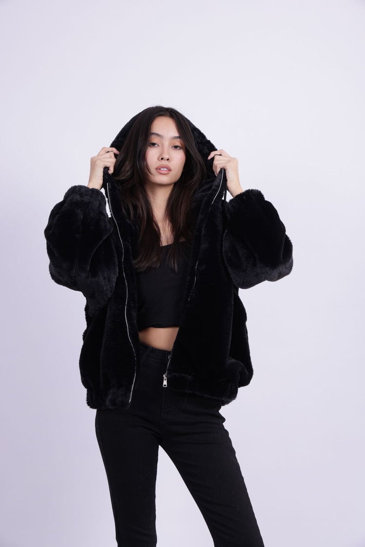 SOFT PLUSH HOODED JACKET