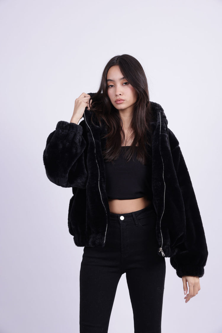 SOFT PLUSH HOODED JACKET