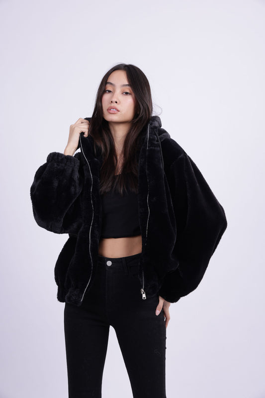 SOFT PLUSH HOODED JACKET