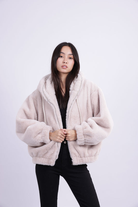 SOFT PLUSH HOODED JACKET