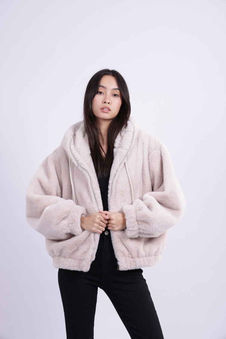SOFT PLUSH HOODED JACKET