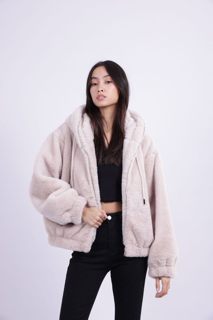 SOFT PLUSH HOODED JACKET