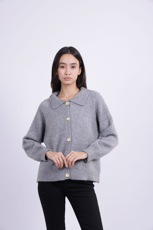COLLARED KNIT CARDIGAN