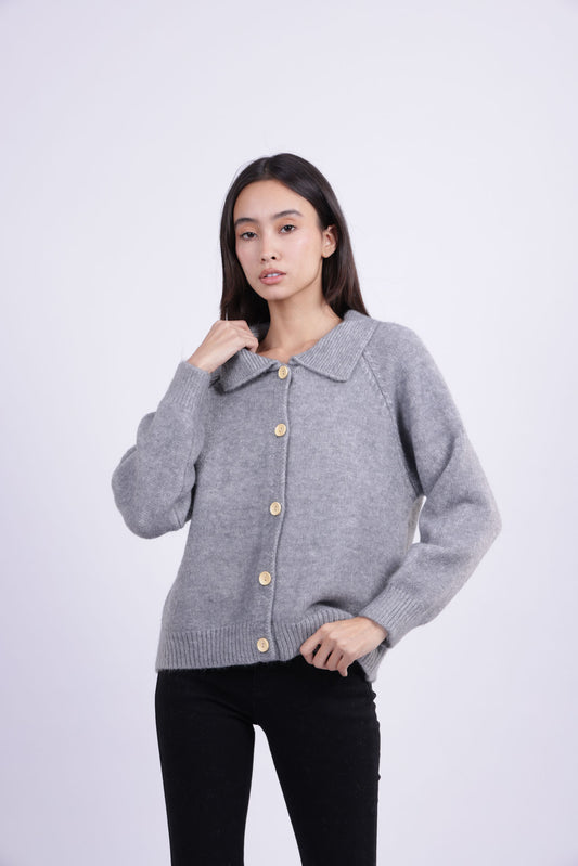 COLLARED KNIT CARDIGAN