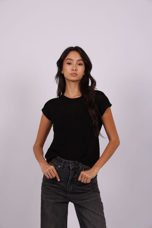 KNIT BUTTON BACK TOP