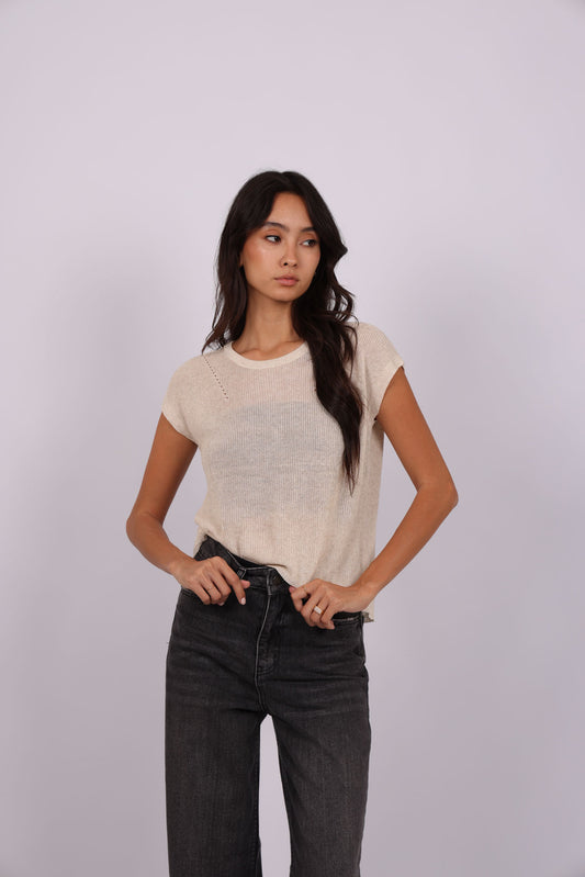 KNIT BUTTON BACK TOP