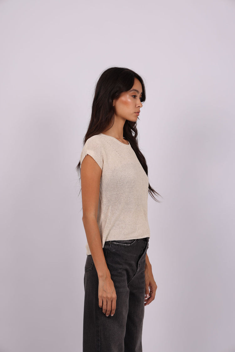 KNIT BUTTON BACK TOP