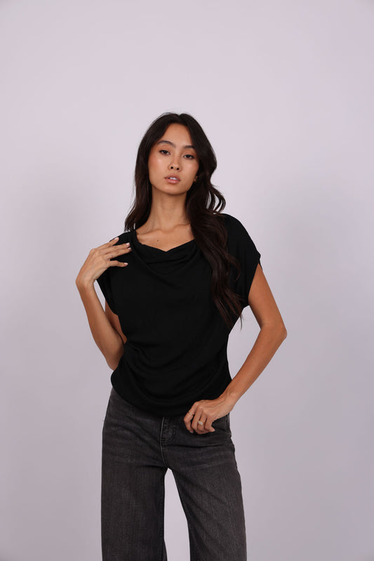 DRAPED NECK TOP