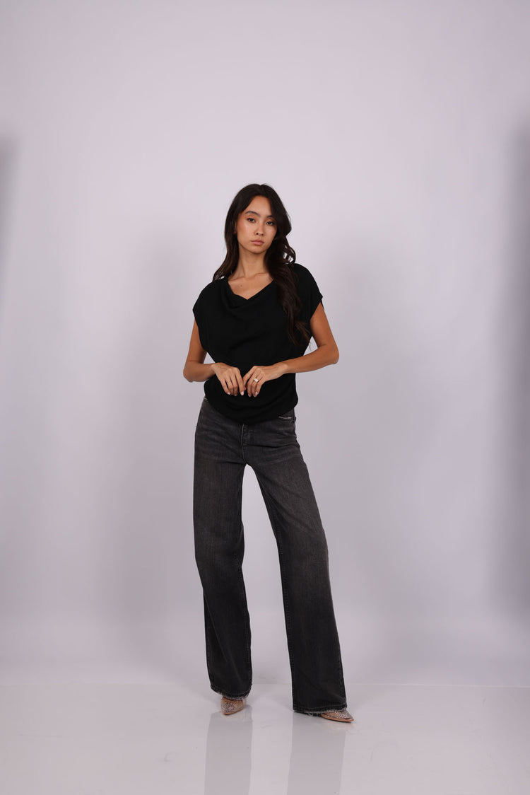 DRAPED NECK TOP