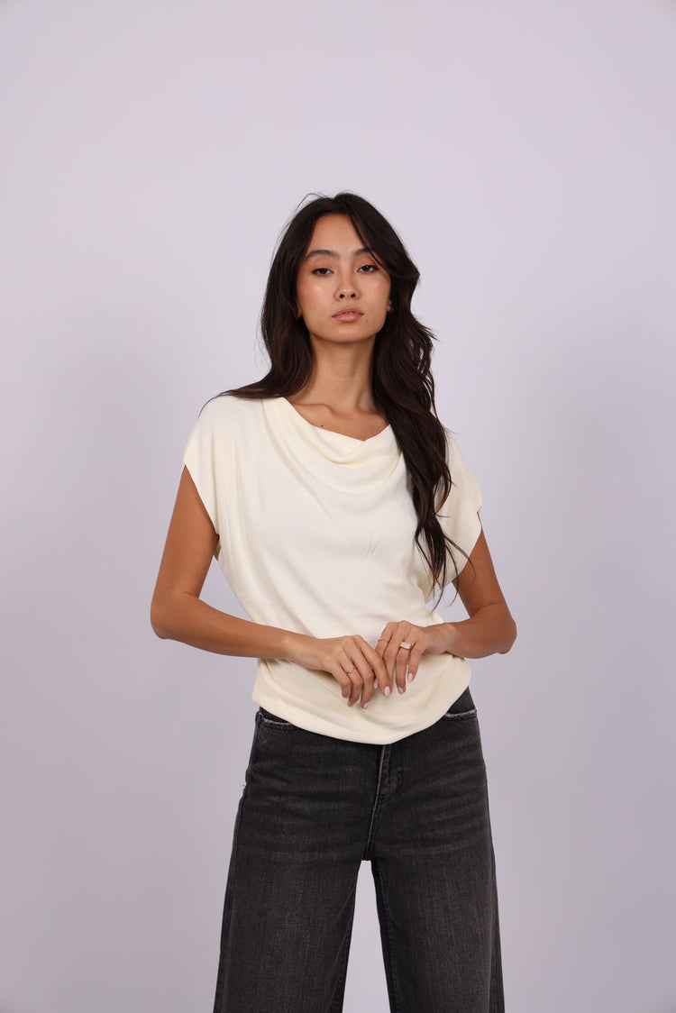 DRAPED NECK TOP