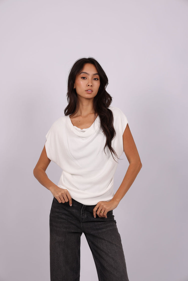 DRAPED NECK TOP