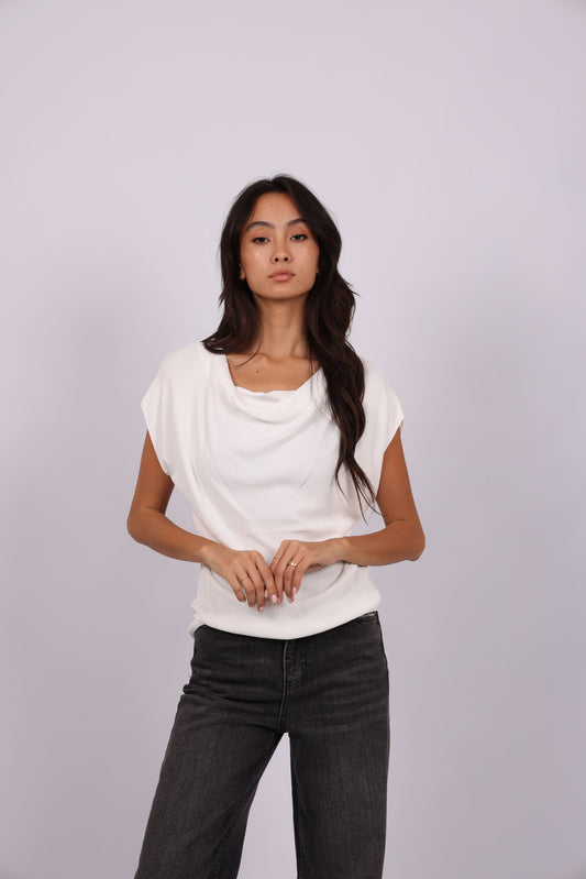 DRAPED NECK TOP
