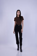 HIGH-WAIST SLIM STRAIGHT JEANS