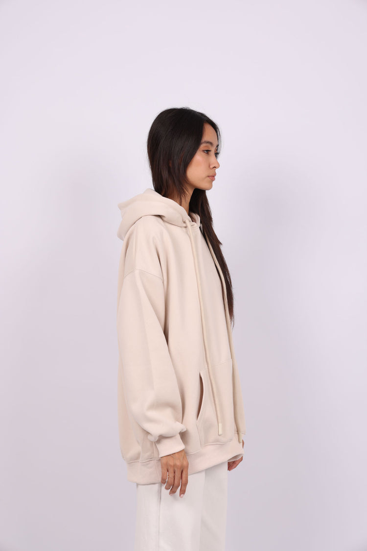 OVERSIZED HOODIE WITH BACK PRINT – "BETTER LATE THAN NEVER"