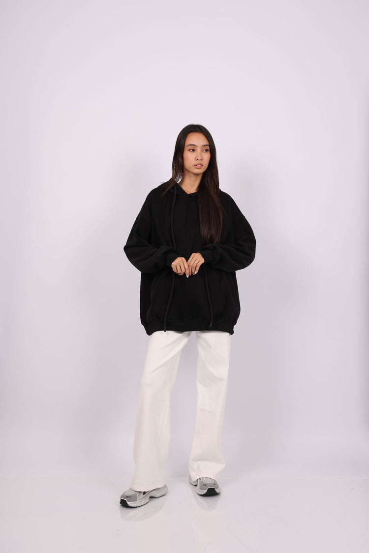 OVERSIZED HOODIE WITH BACK PRINT – "BETTER LATE THAN NEVER"