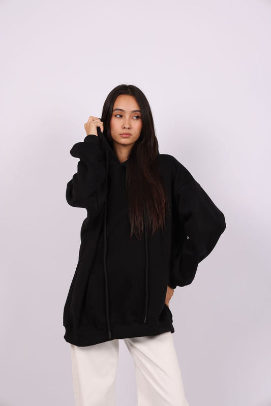 OVERSIZED HOODIE WITH BACK PRINT – "BETTER LATE THAN NEVER"